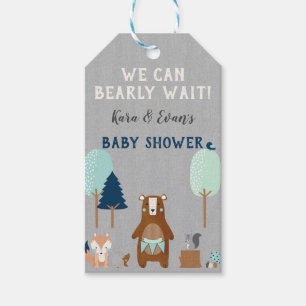 Woodland Forest Animals Bear Rustic Blue Grey Gift Tags