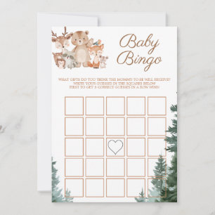 Woodland Forest Animals Bingo Baby Shower Game Invitation
