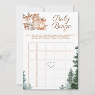 Woodland Forest Animals Bingo Baby Shower Game Invitation