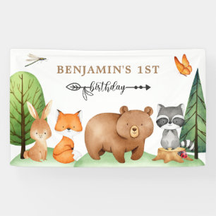 Woodland Forest Animals Birthday Banner