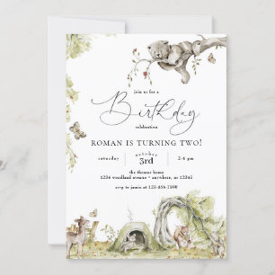 Woodland Forest Animals Birthday Invitation
