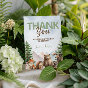 Woodland Forest Animals Birthday Thank You Invitation