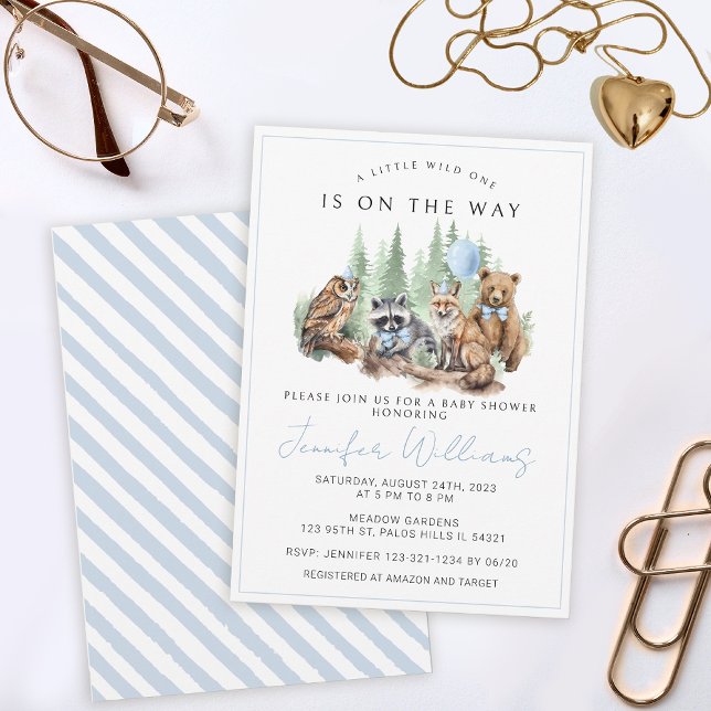 Woodland forest animals boy baby shower invitation (Creator Uploaded)