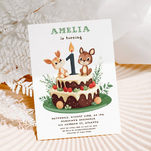 Woodland Forest Animals Child's First Birthday Invitation