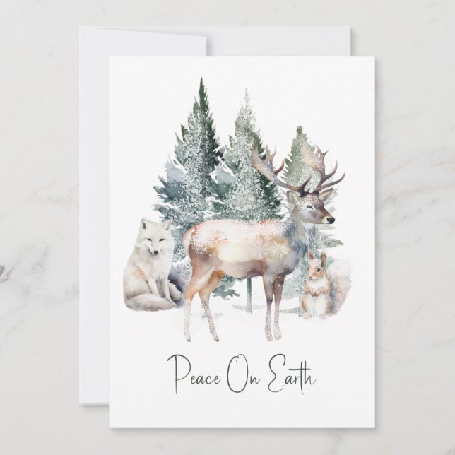 Woodland Forest Animals Christmas Holiday  Card (Front)