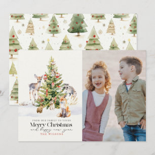 Woodland Forest Animals Christmas Tree Photo Holiday Card
