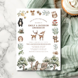 Woodland Forest Animals Couples Baby Shower Invitation