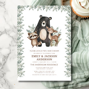 Woodland Forest Animals Couples Baby Shower Invitation