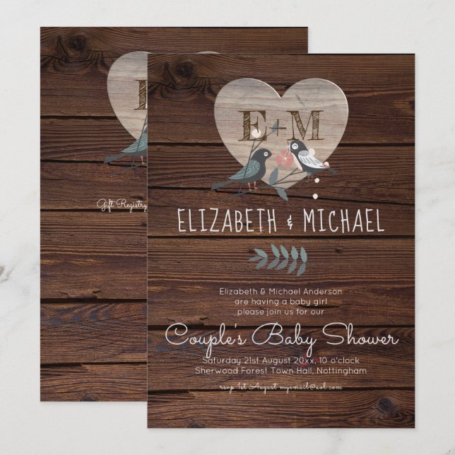 Woodland Forest Animals Couples BABY SHOWER Invitation (Front/Back)