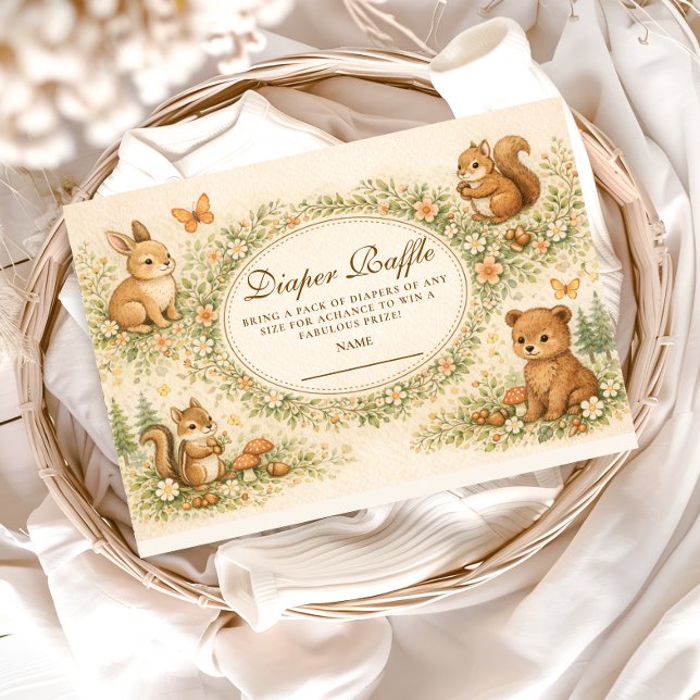 Woodland Forest Animals Diapper Raffle Enclosure Card (Creator Uploaded)