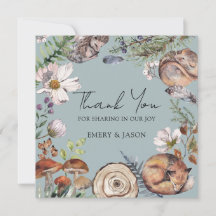Woodland Forest Animals Dusty Blue Baby Shower