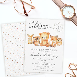 Woodland forest animals fall baby boy shower invitation