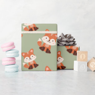Woodland Forest Animals Fox  Kids Birthday  Wrapping Paper