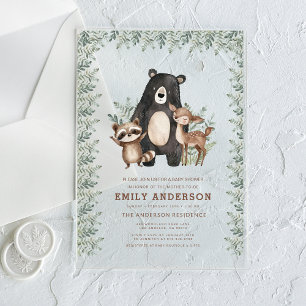 Woodland Forest Animals Gender Neutral Baby Shower Acrylic Invitations