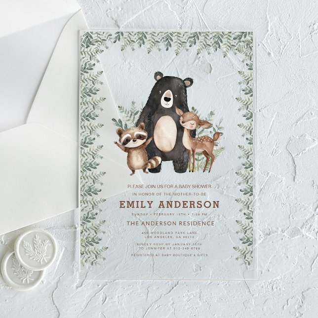 Woodland Forest Animals Gender Neutral Baby Shower Acrylic Invitations (Creator Uploaded)