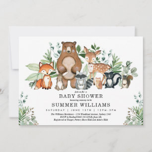 Woodland Forest Animals Gender Neutral Baby Shower Invitation