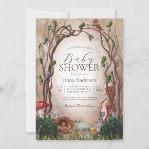 Woodland Forest Animals Gender Neutral Baby Shower Invitation