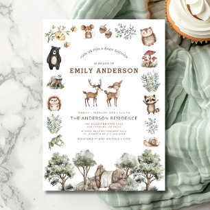 Woodland Forest Animals Gender Neutral Baby Shower Invitation
