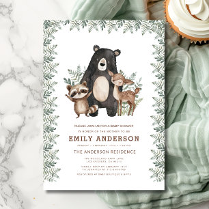 Woodland Forest Animals Gender Neutral Baby Shower Invitation