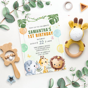 Woodland Forest Animals Party Kids Birthday Invitation