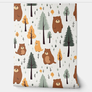 Woodland Forest Animals Pattern Baby Nursery Room Wallpaper