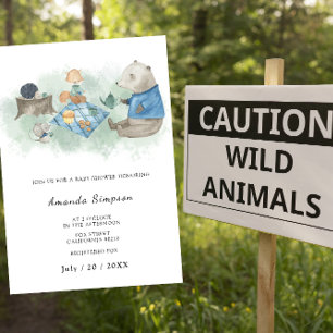 Woodland forest - Animals picnic - Baby Shower Invitation
