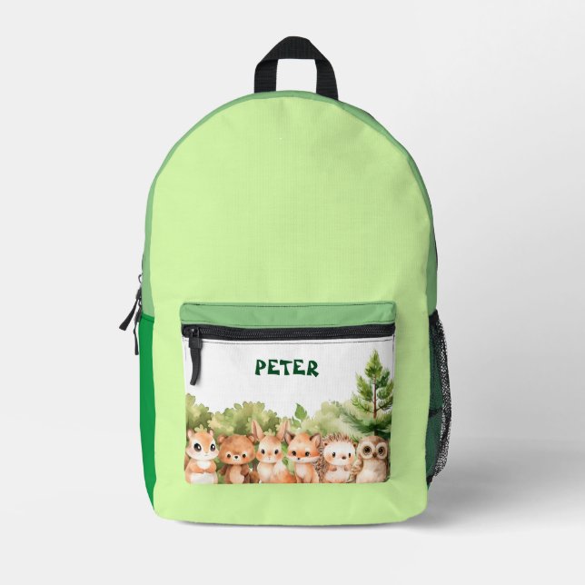 Woodland Forest Animals Printed Backpack (Front)