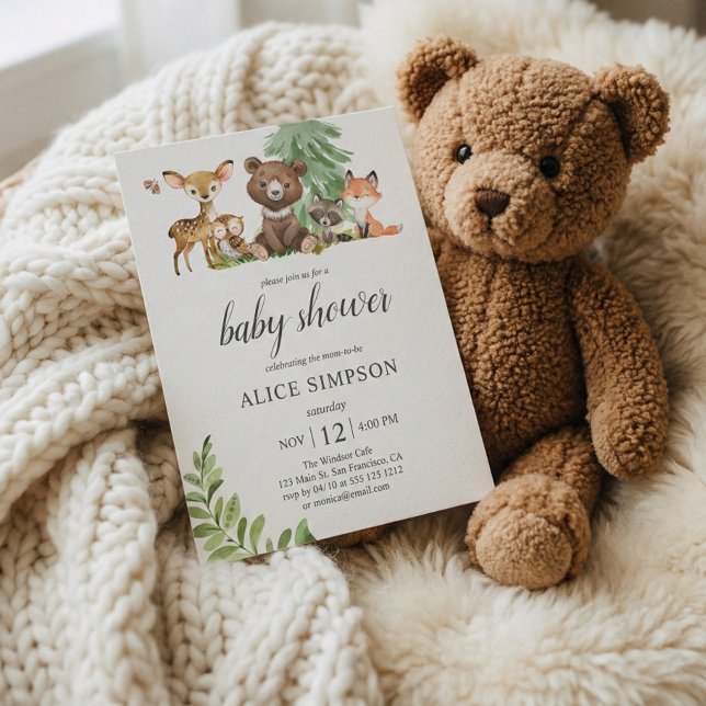 Woodland Forest Animals Rustic Baby Shower Invitation (Creator Uploaded)