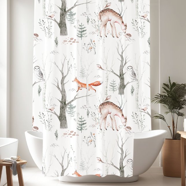 Woodland Forest Animals Shower Curtain (Creator Uploaded)