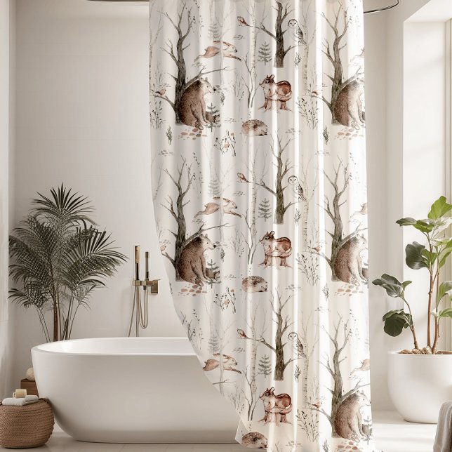 Woodland Forest Animals Shower Curtain (Creator Uploaded)