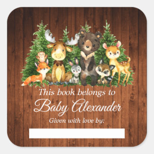 Woodland Forest Animals Shower Rustic Book Labels