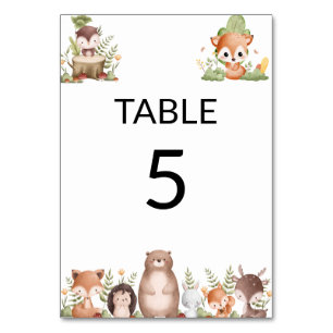 Woodland Forest Animals Table Number
