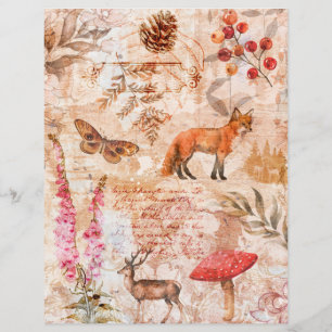 Woodland Forest Animals Vintage Scrapbook Paper
