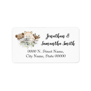 Woodland Forest Baby Animal wearing face masks Label