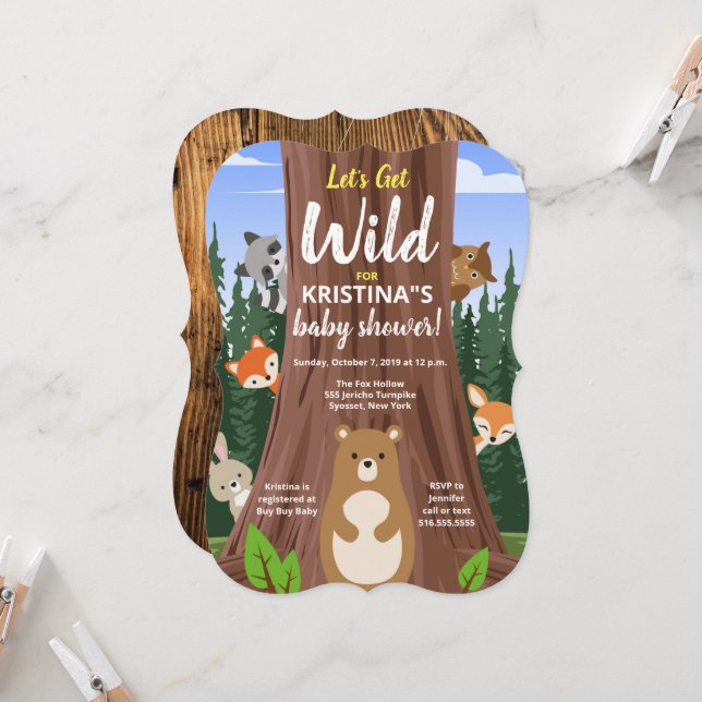 Woodland Forest Baby Animals Baby Shower Invitation (Front/Back In Situ)