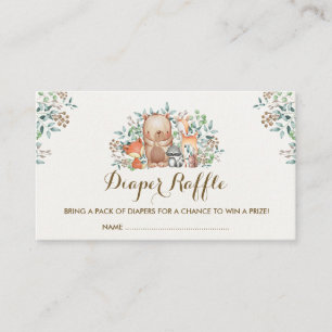 Woodland Forest Baby Animals Diaper Raffle Ticket Enclosure Card