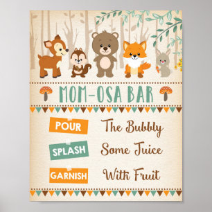 Woodland Forest Baby Animals Mimosa Bar Momosa Poster