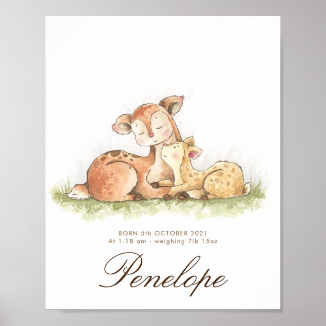 Woodland Forest baby name sign nursery art (Front)