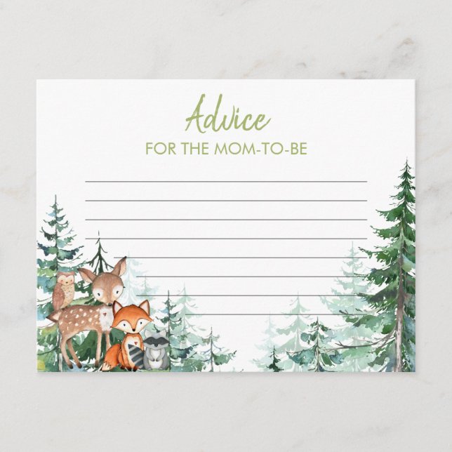 Woodland Forest Baby Shower Advice for Mummy Enclosure Card (Front)