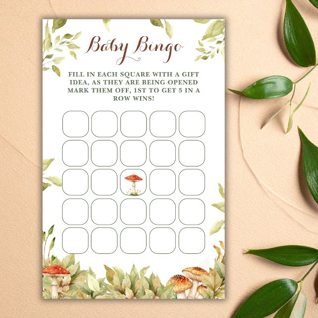 Woodland Forest Baby Shower Bingo Game Greenery (Creator Uploaded)
