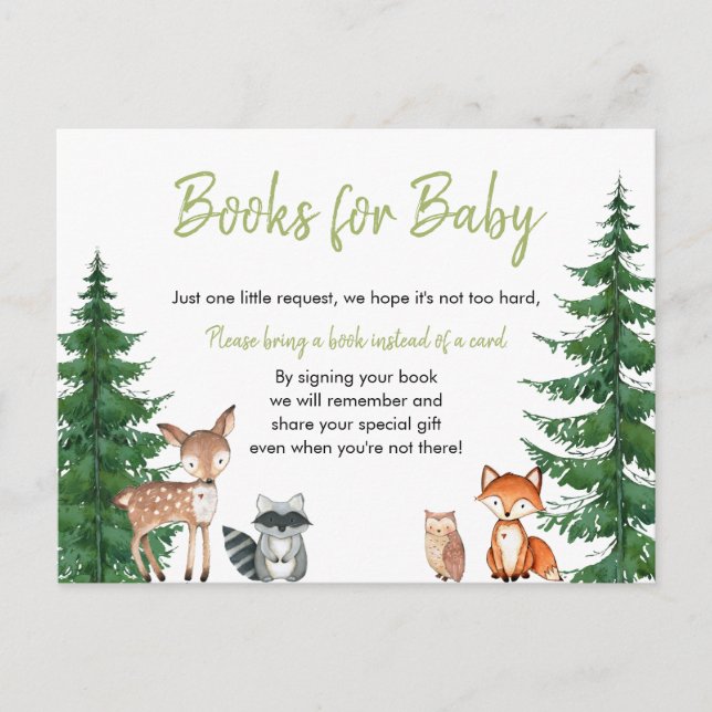 Woodland Forest Baby Shower Books for Baby Postcard (Front)