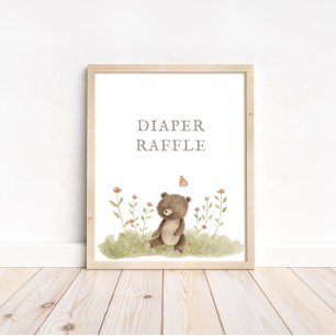 Woodland Forest Baby Shower Diaper Raflle Sign
