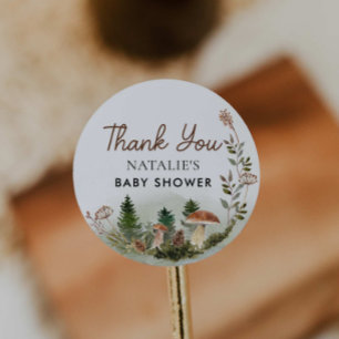 Woodland Forest Baby Shower Favor Classic Round Sticker
