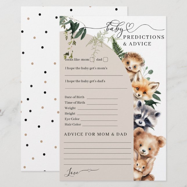 Woodland Forest Baby Shower Game (Front/Back)