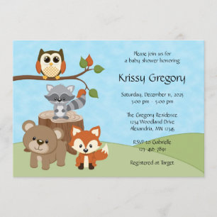 Woodland Forest Baby Shower Invitations