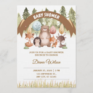Woodland Forest Baby Shower Invite