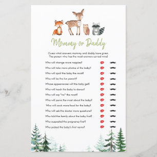 Woodland Forest Baby Shower Mummy or Daddy Game