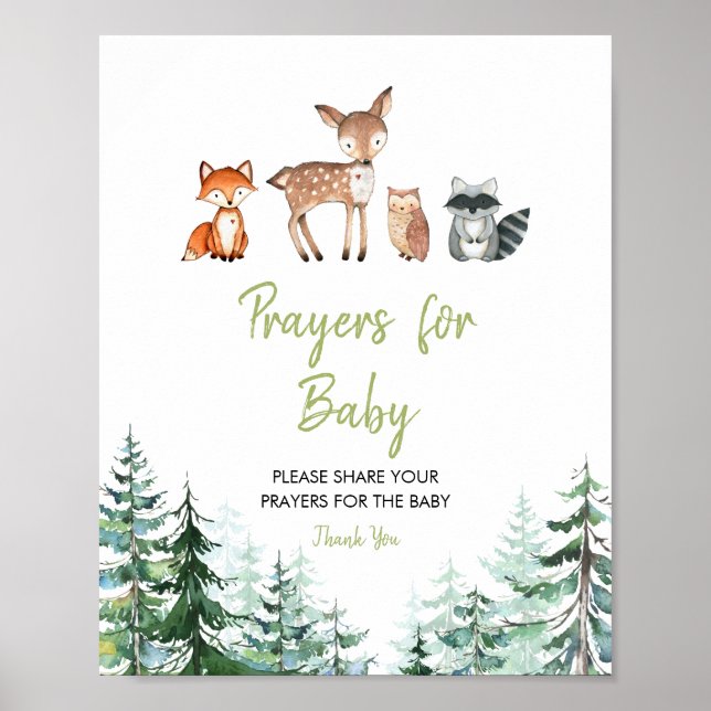 Woodland Forest Baby Shower Prayers for Baby Poster (Front)