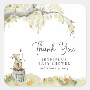 Woodland Forest Baby Shower Thank You Square Sticker