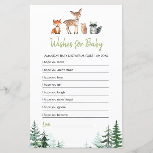 Woodland Forest Baby Shower Wishes for Baby Game